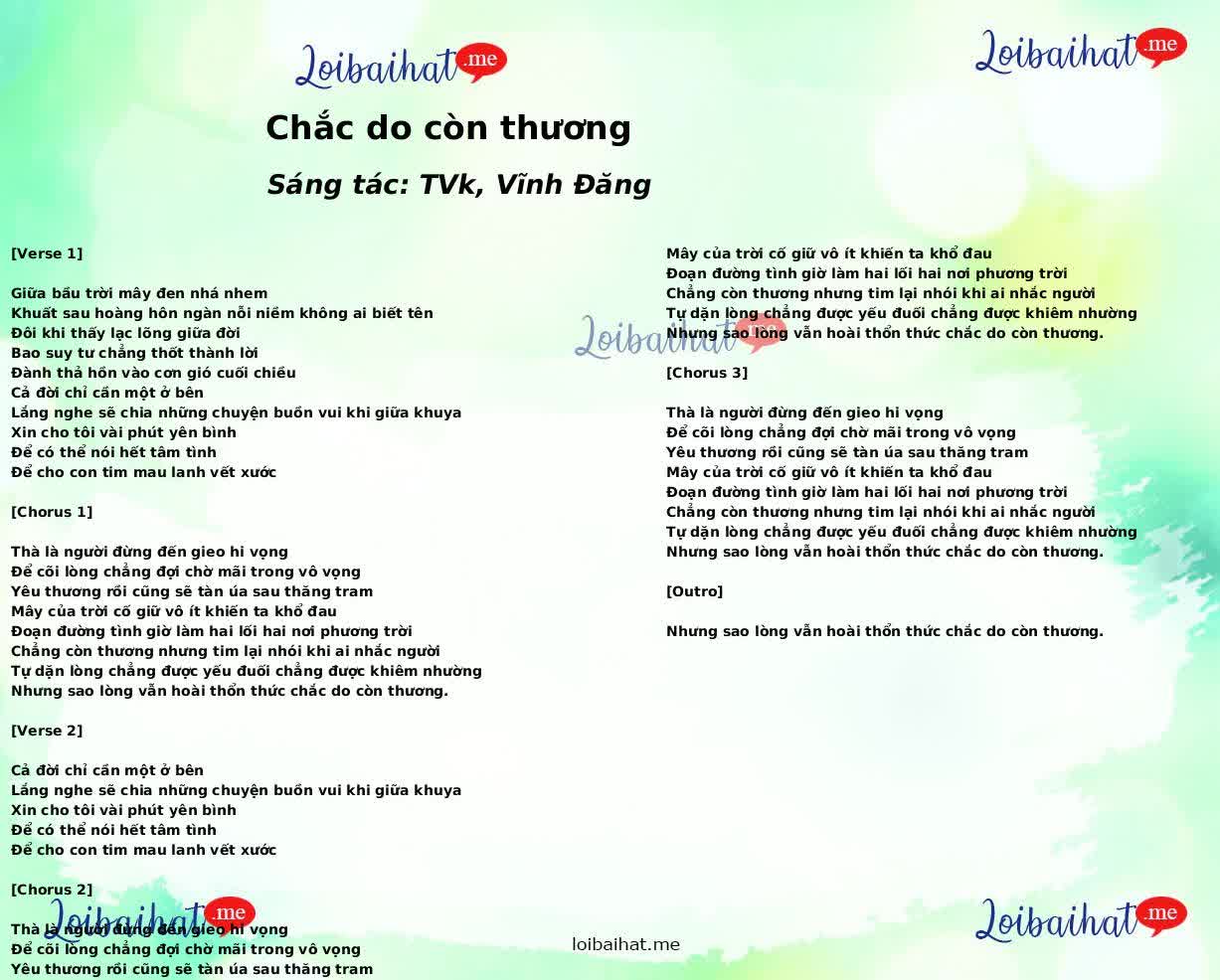 Chắc do còn thương