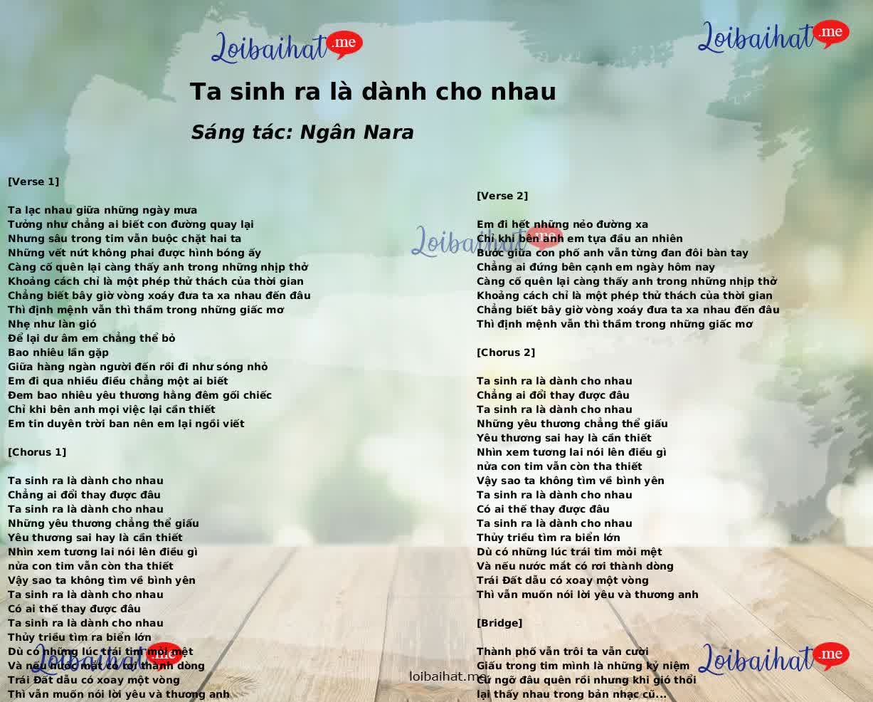 Ta sinh ra là dành cho nhau
