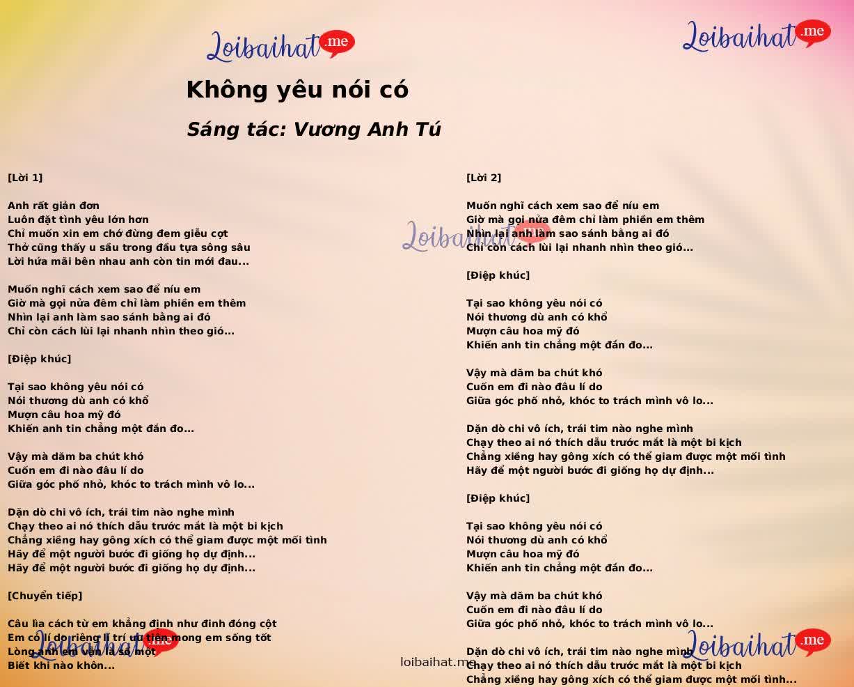 Không yêu nói có