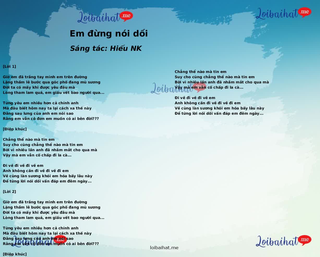 Em đừng nói dối