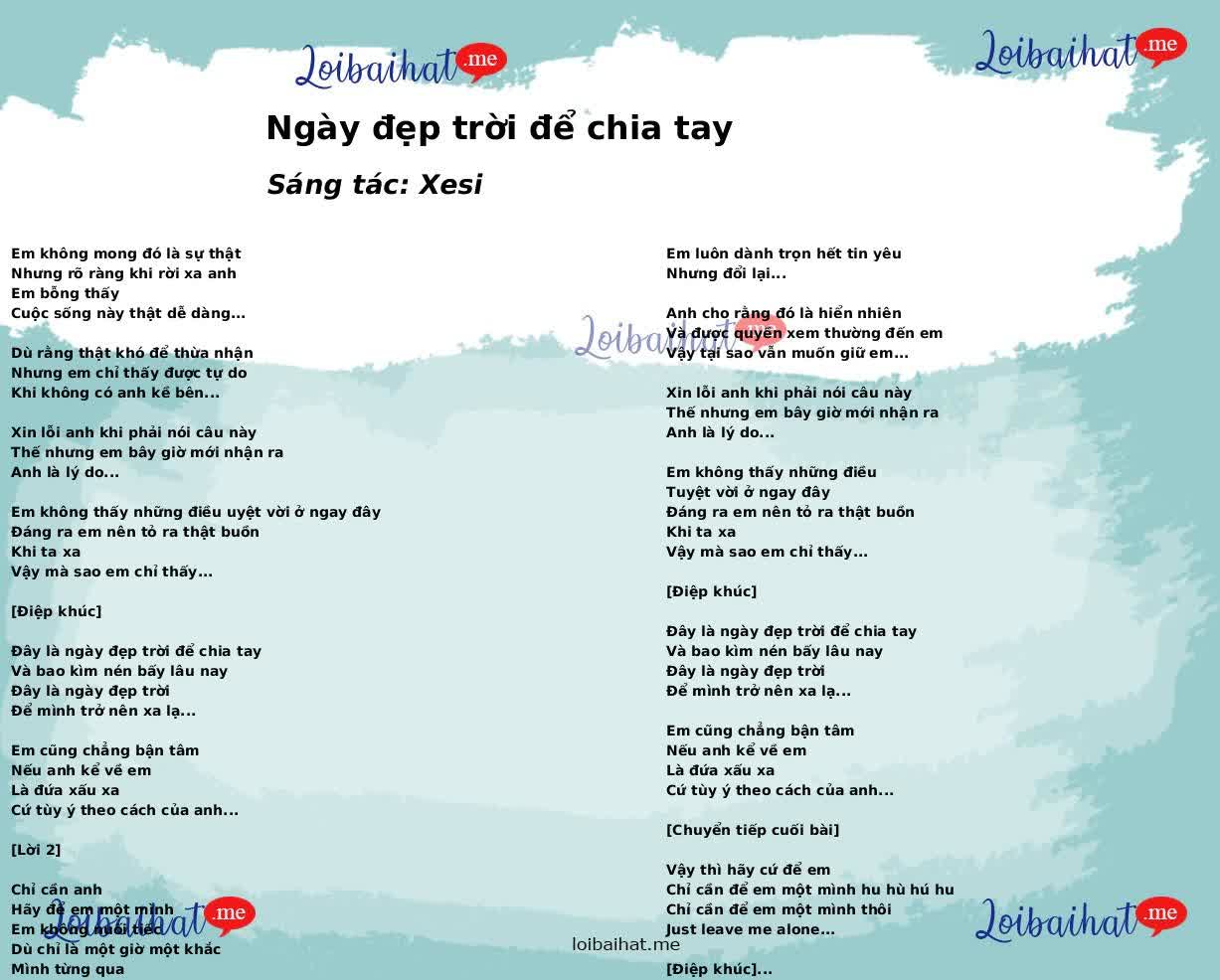 Ngày đẹp trời để chia tay