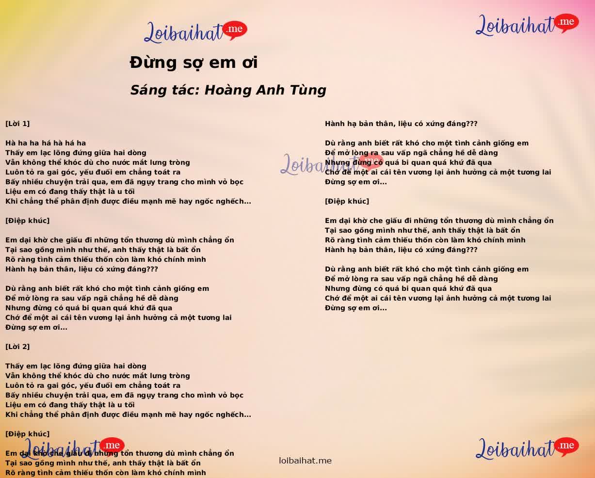 Đừng sợ em ơi