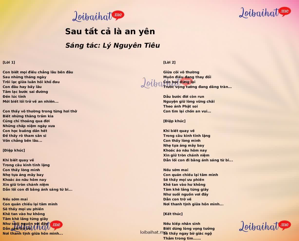 Sau tất cả là an yên