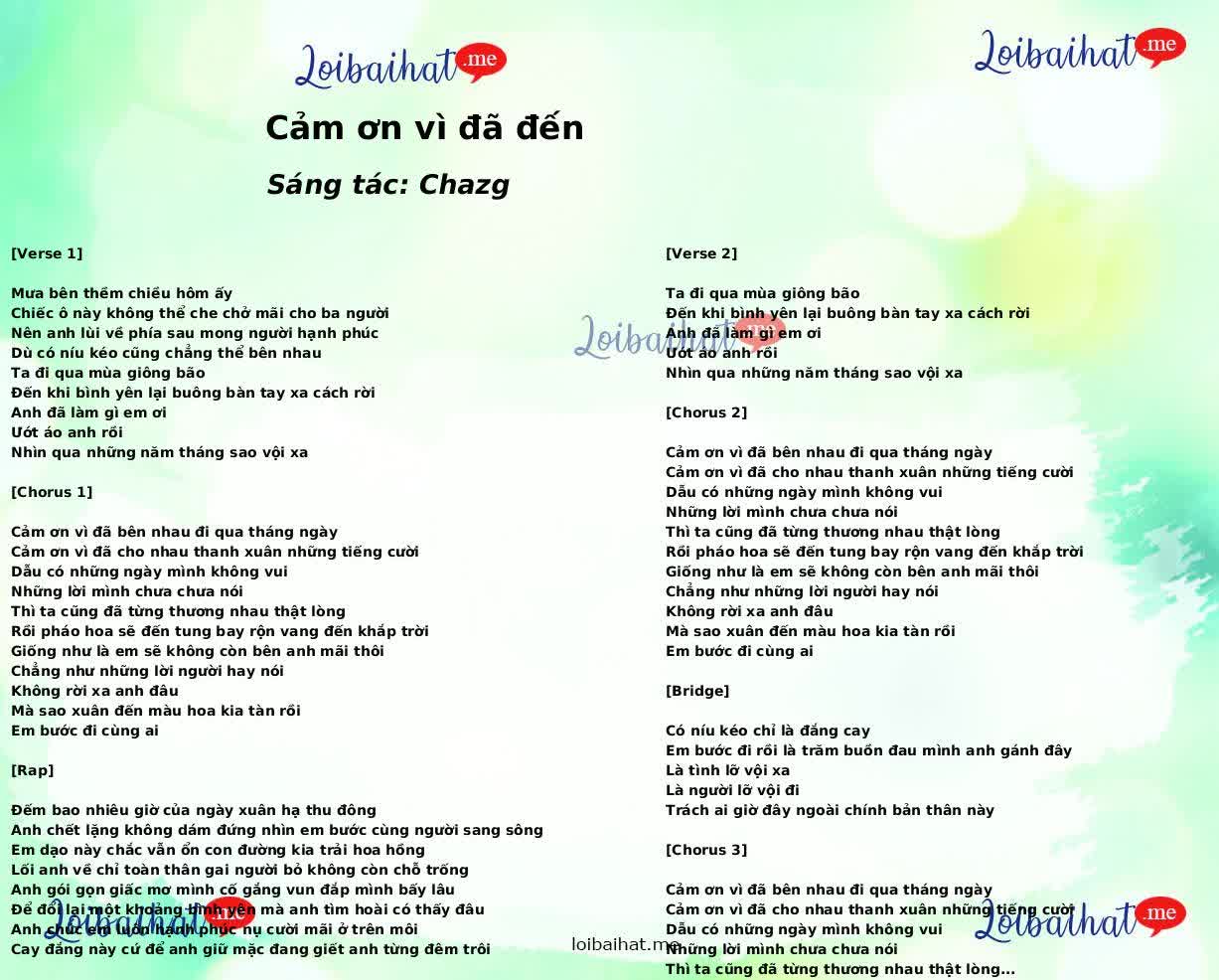 Cảm ơn vì đã đến