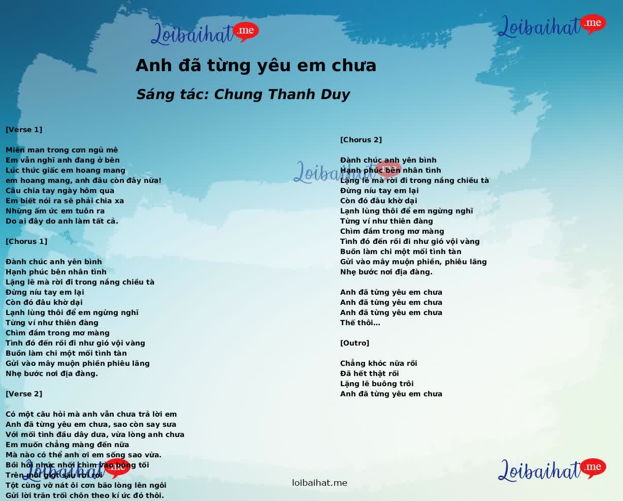 Anh đã từng yêu em chưa