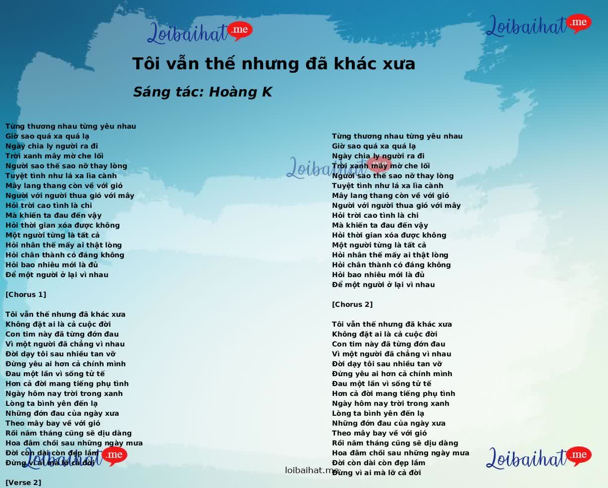 Tôi vẫn thế nhưng đã khác xưa