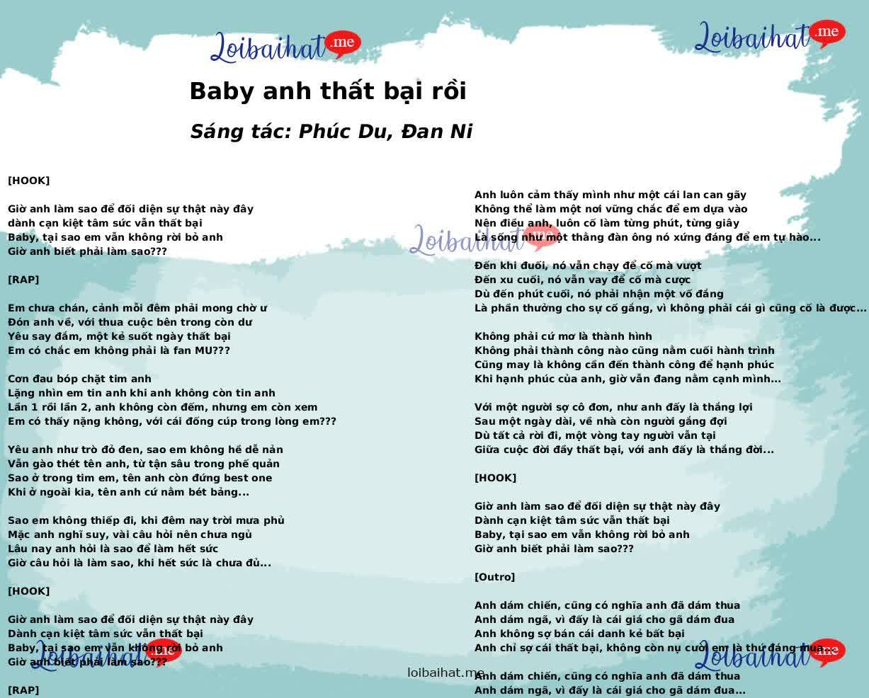 Baby anh thất bại rồi