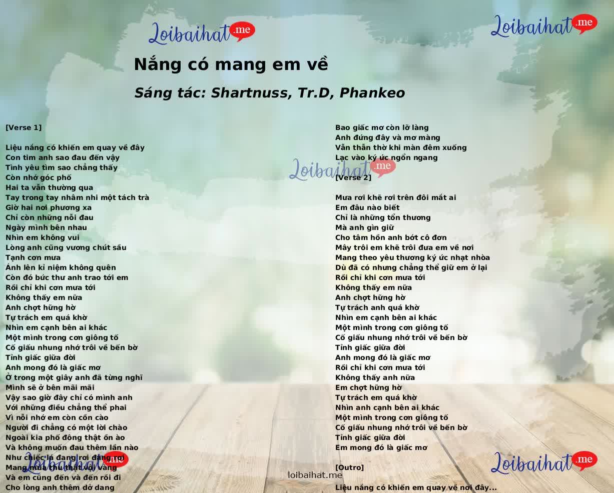 Nắng có mang em về