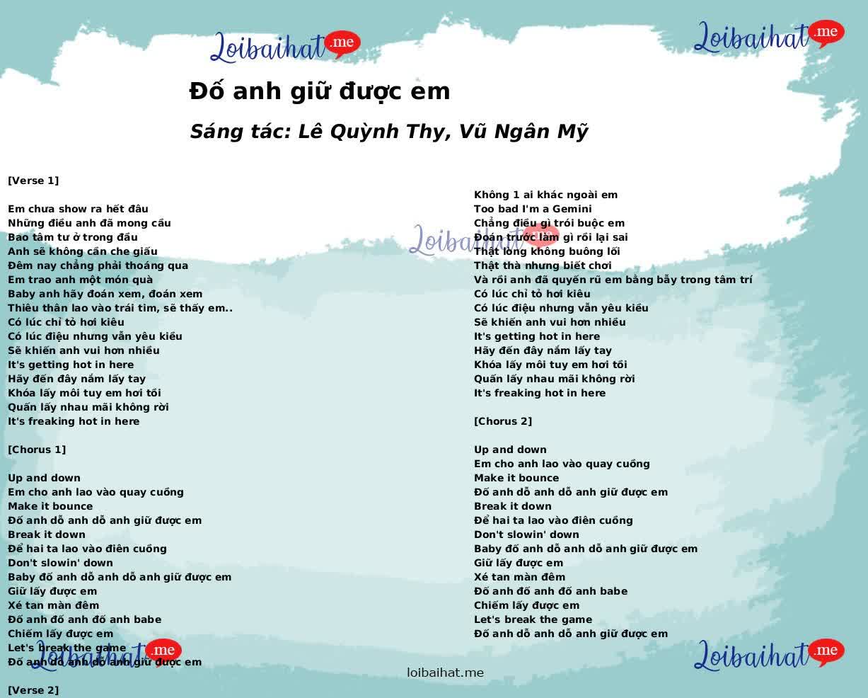 Đố anh giữ được em