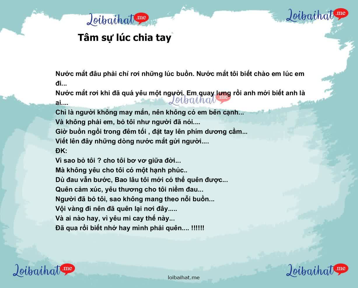 Tâm sự lúc chia tay