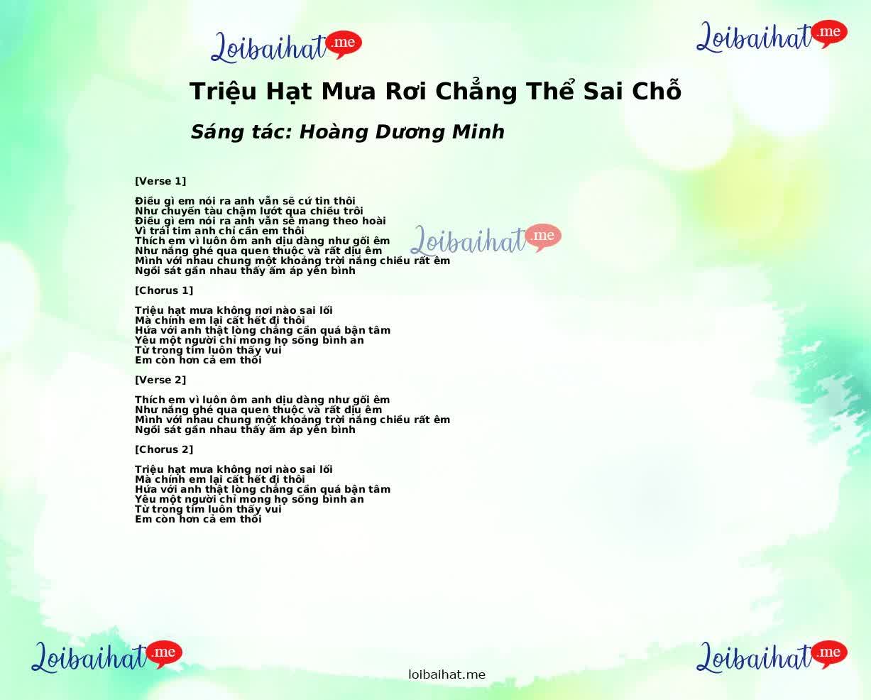 Triệu Hạt Mưa Rơi Chẳng Thể Sai Chỗ