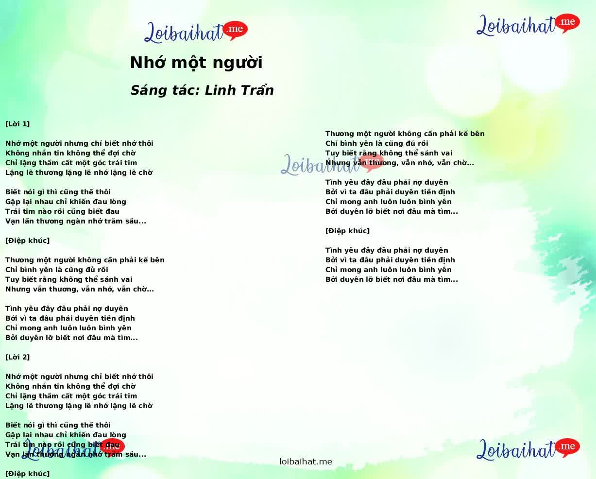 Nhớ một người