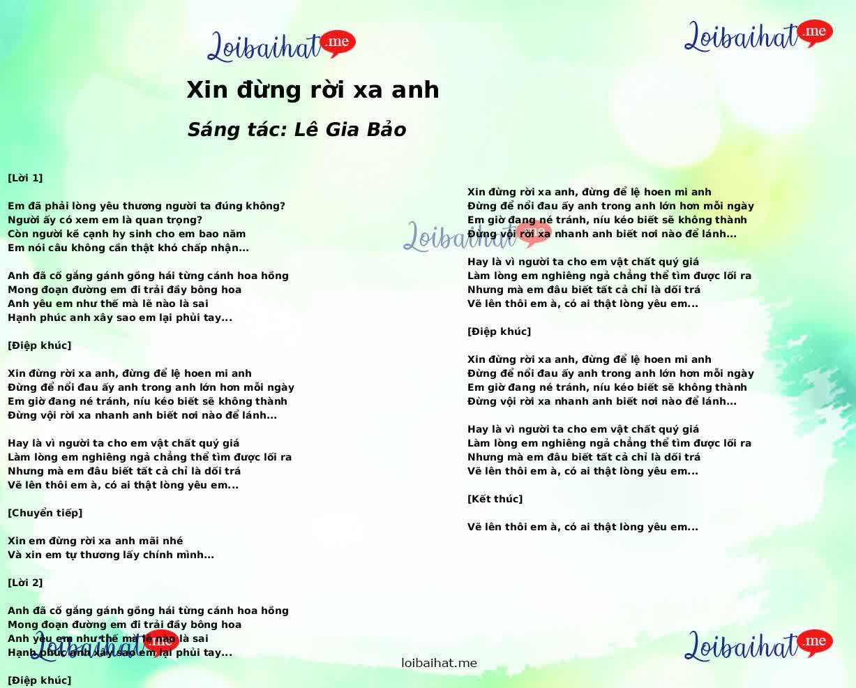 Xin đừng rời xa anh