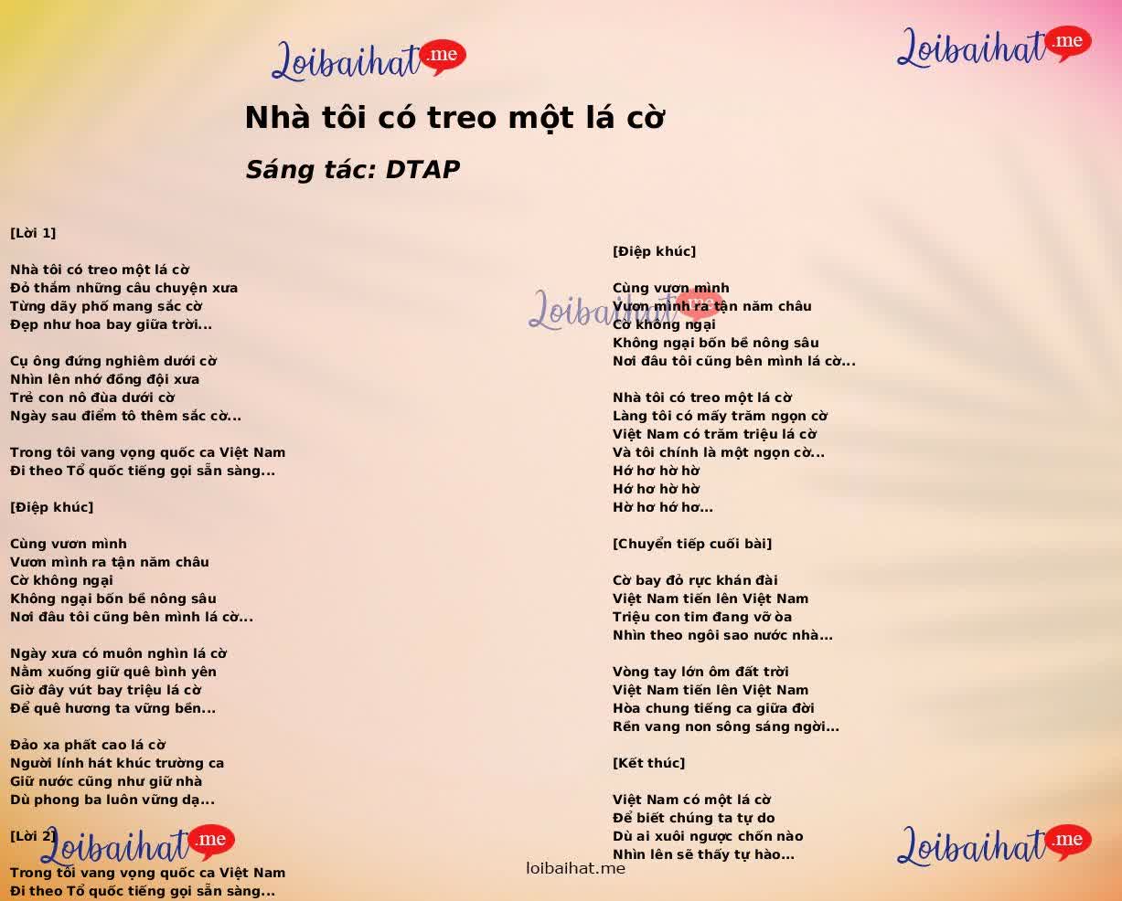 Nhà tôi có treo một lá cờ