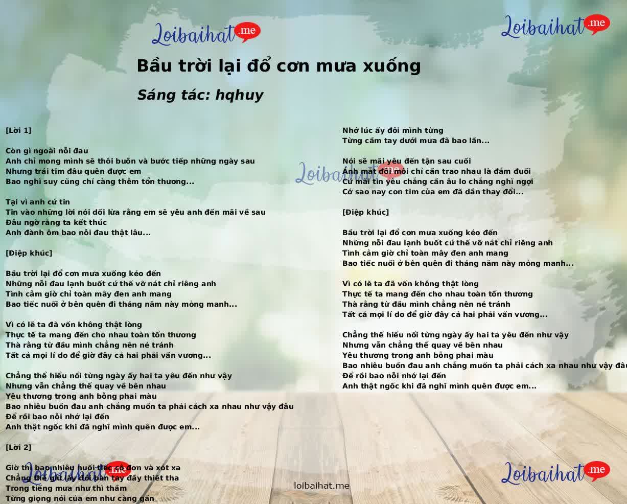 Bầu trời lại đổ cơn mưa xuống