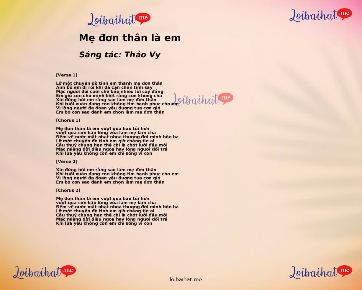 Mẹ đơn thân là em