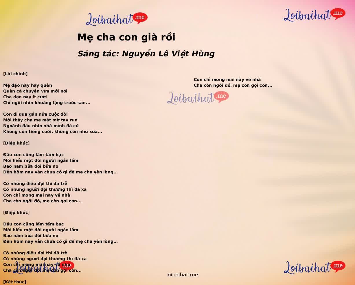 Mẹ cha con già rồi