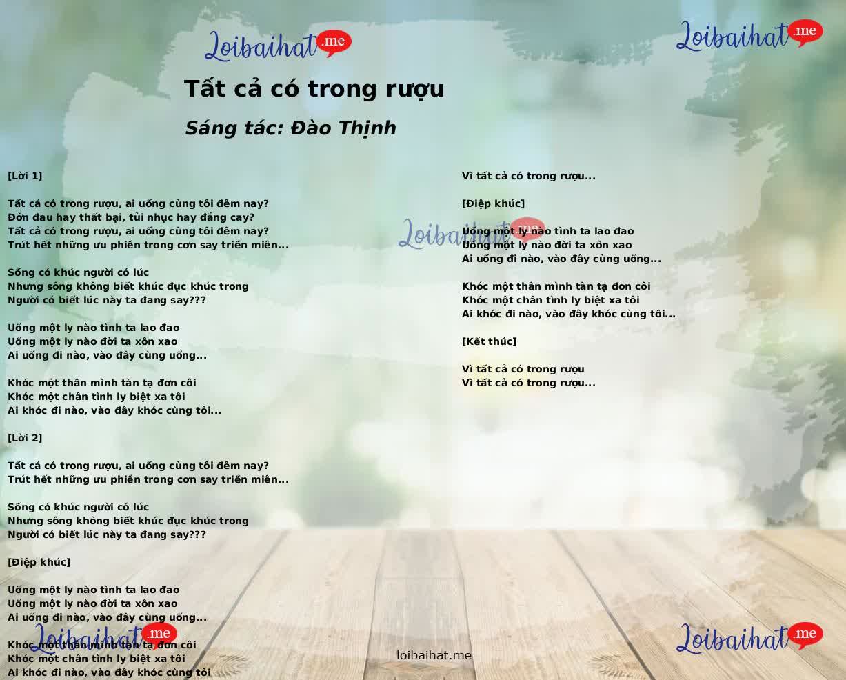 Tất cả có trong rượu