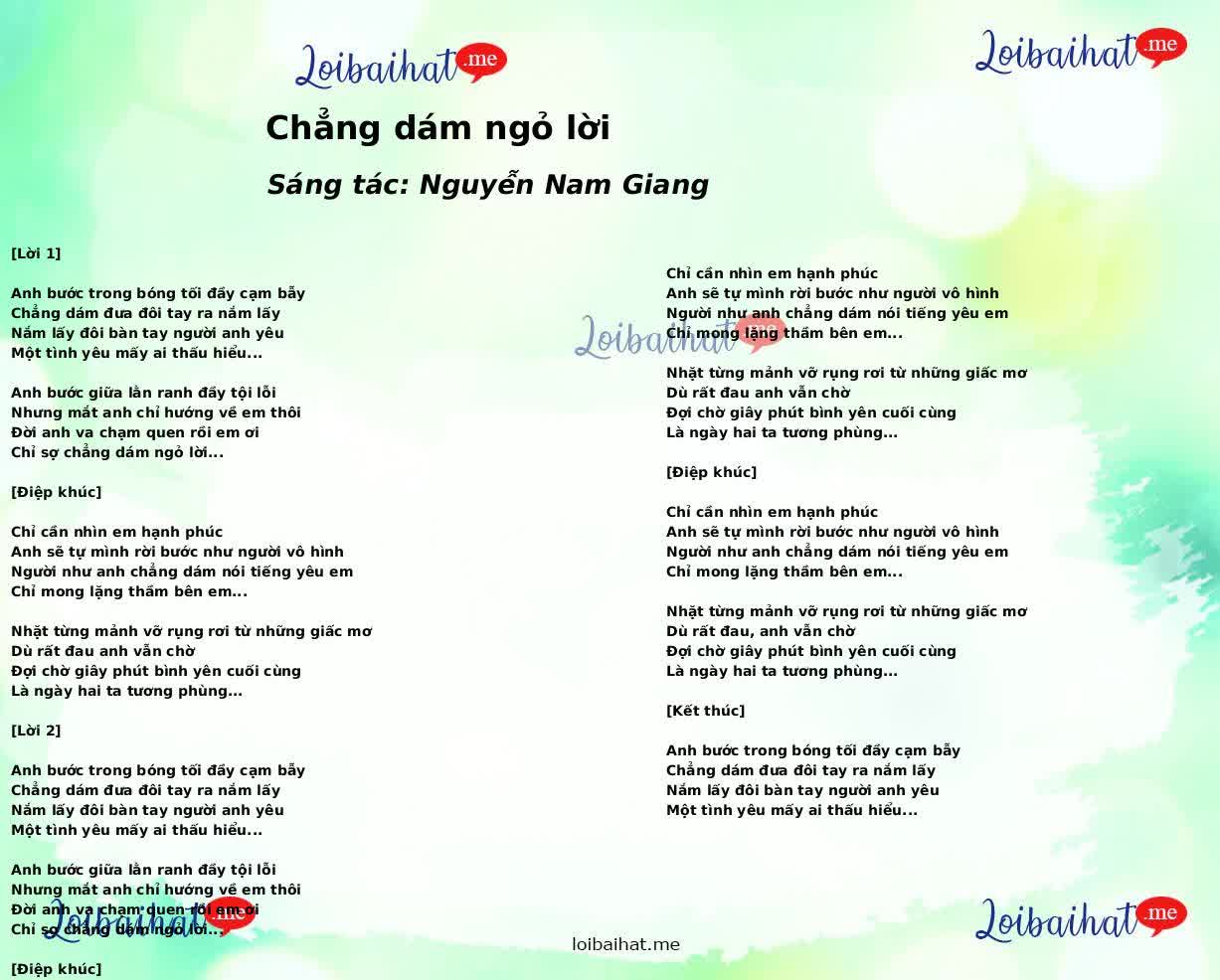 Chẳng dám ngỏ lời