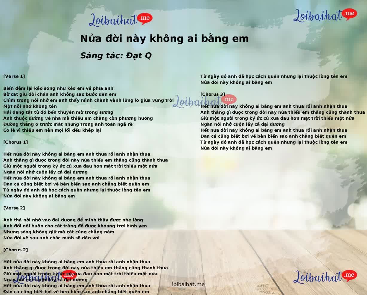 Nửa đời này không ai bằng em