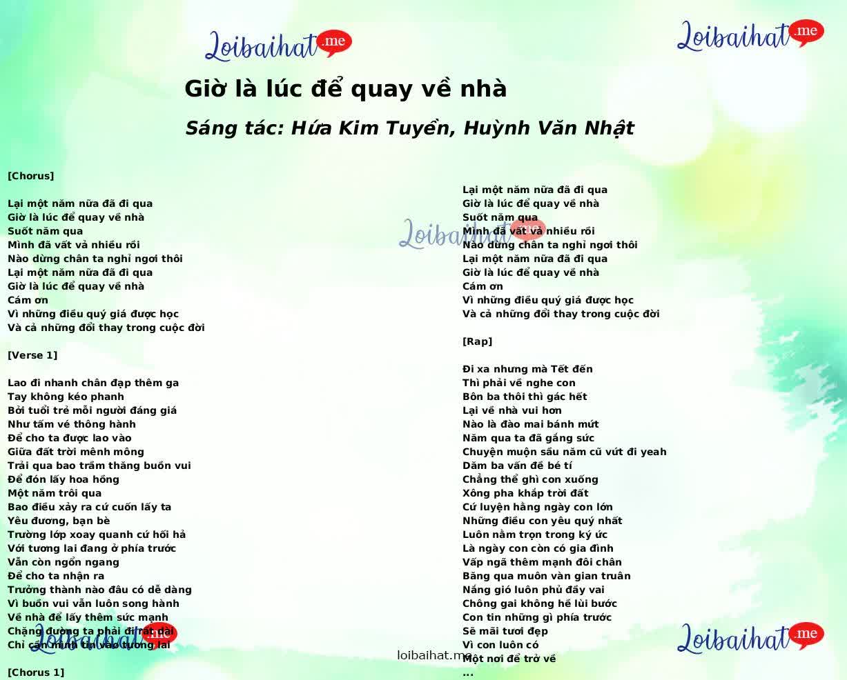 Giờ là lúc để quay về nhà