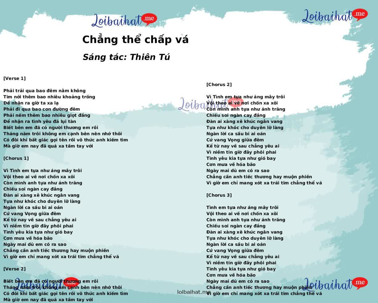 Chẳng thể chấp vá