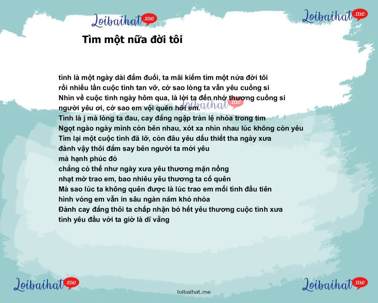 Tìm một nữa đời tôi