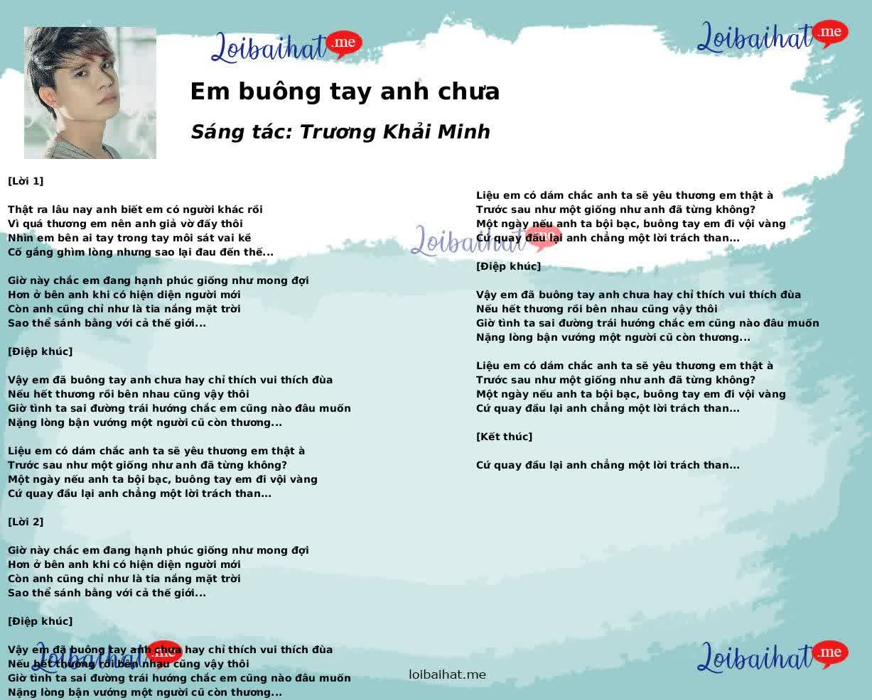 Em buông tay anh chưa