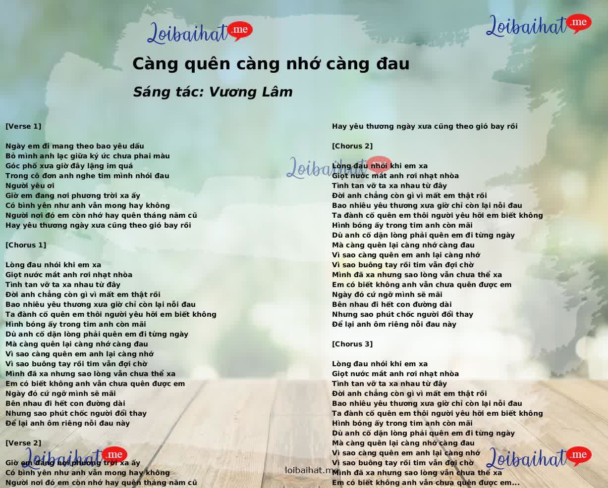 Càng quên càng nhớ càng đau