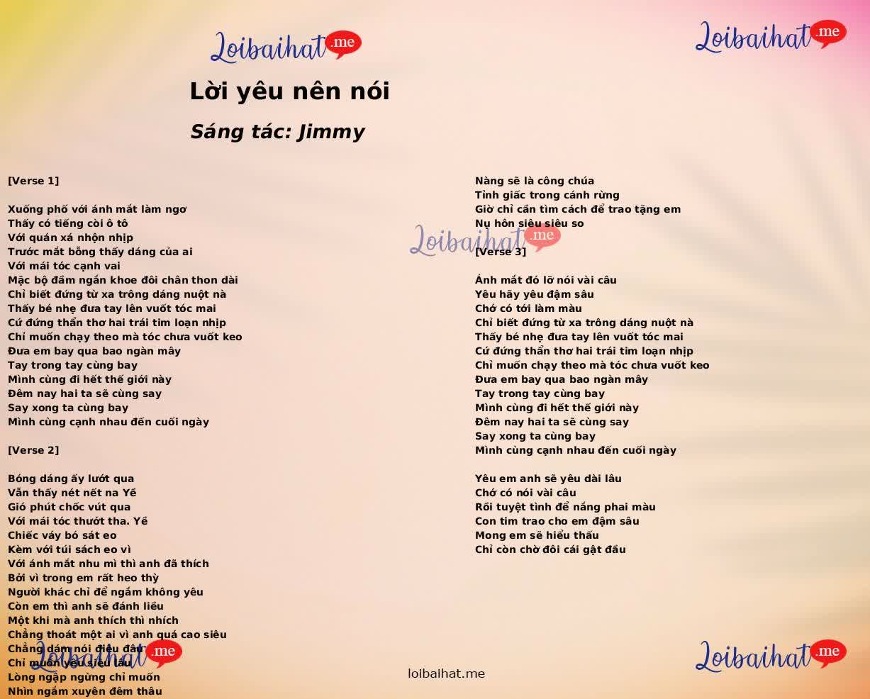 Lời yêu nên nói