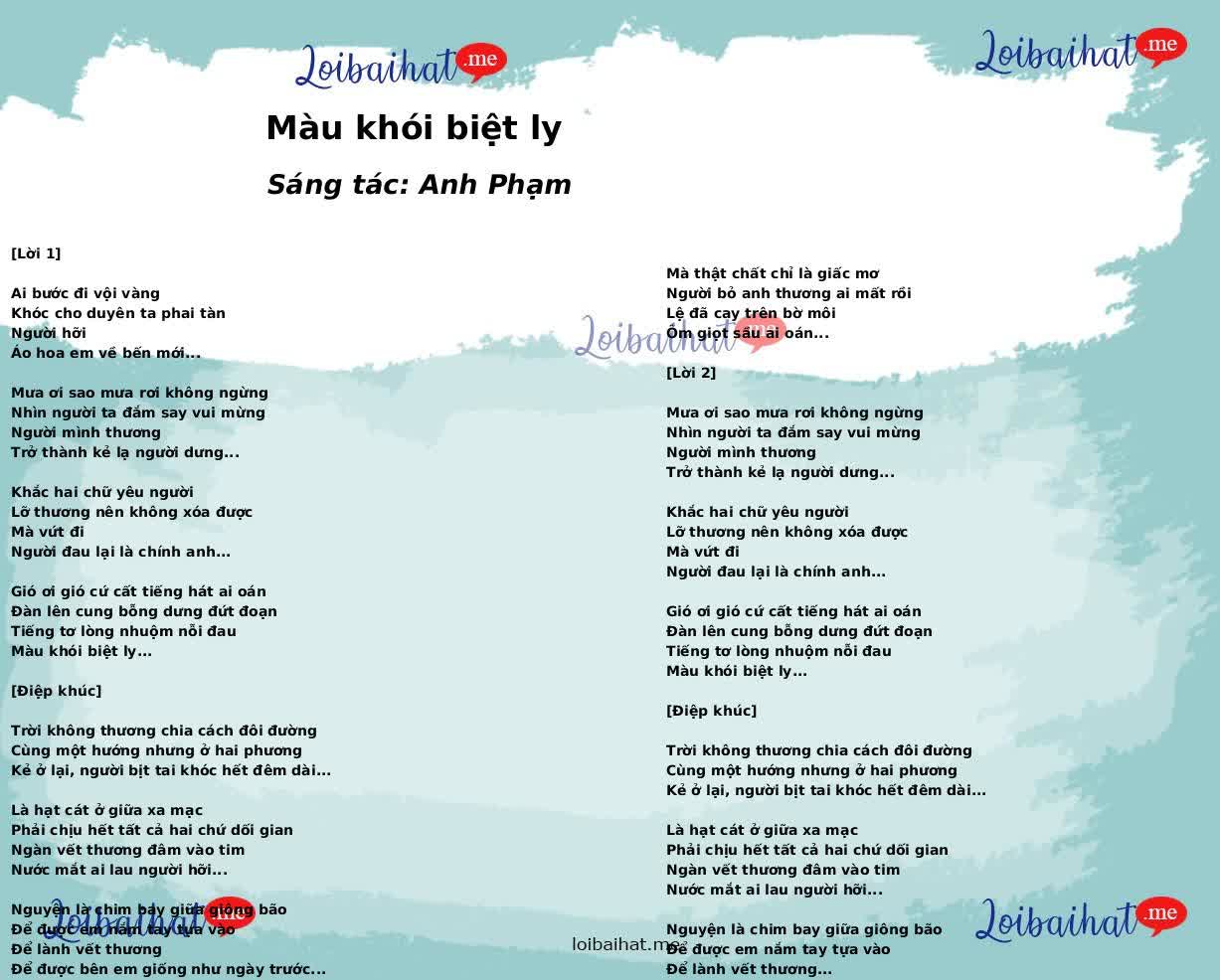 Màu khói biệt ly