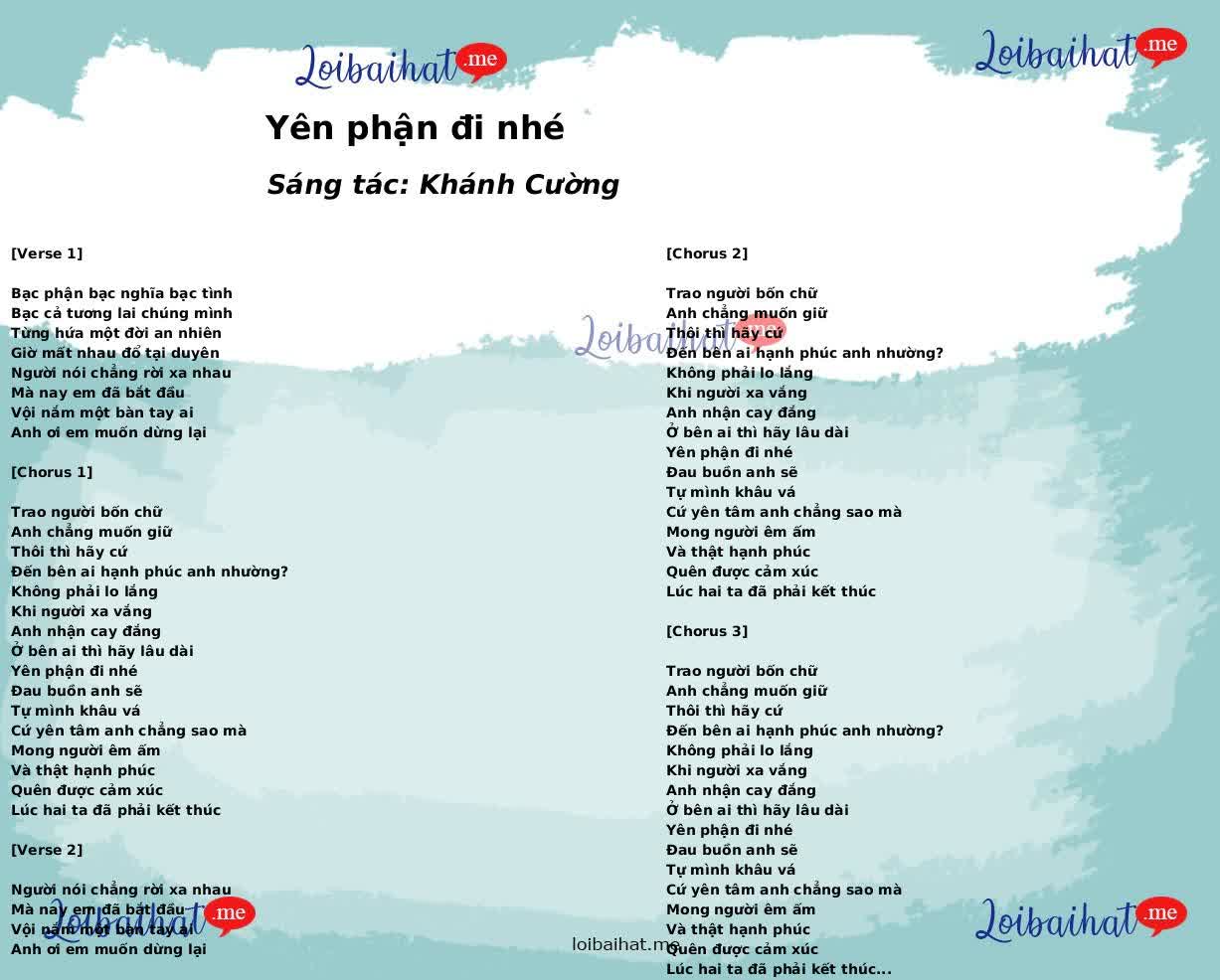 Yên phận đi nhé