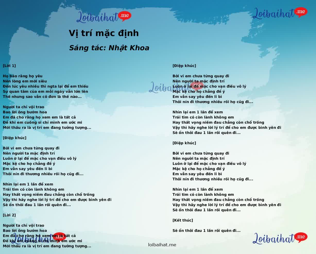 Vị trí mặc định