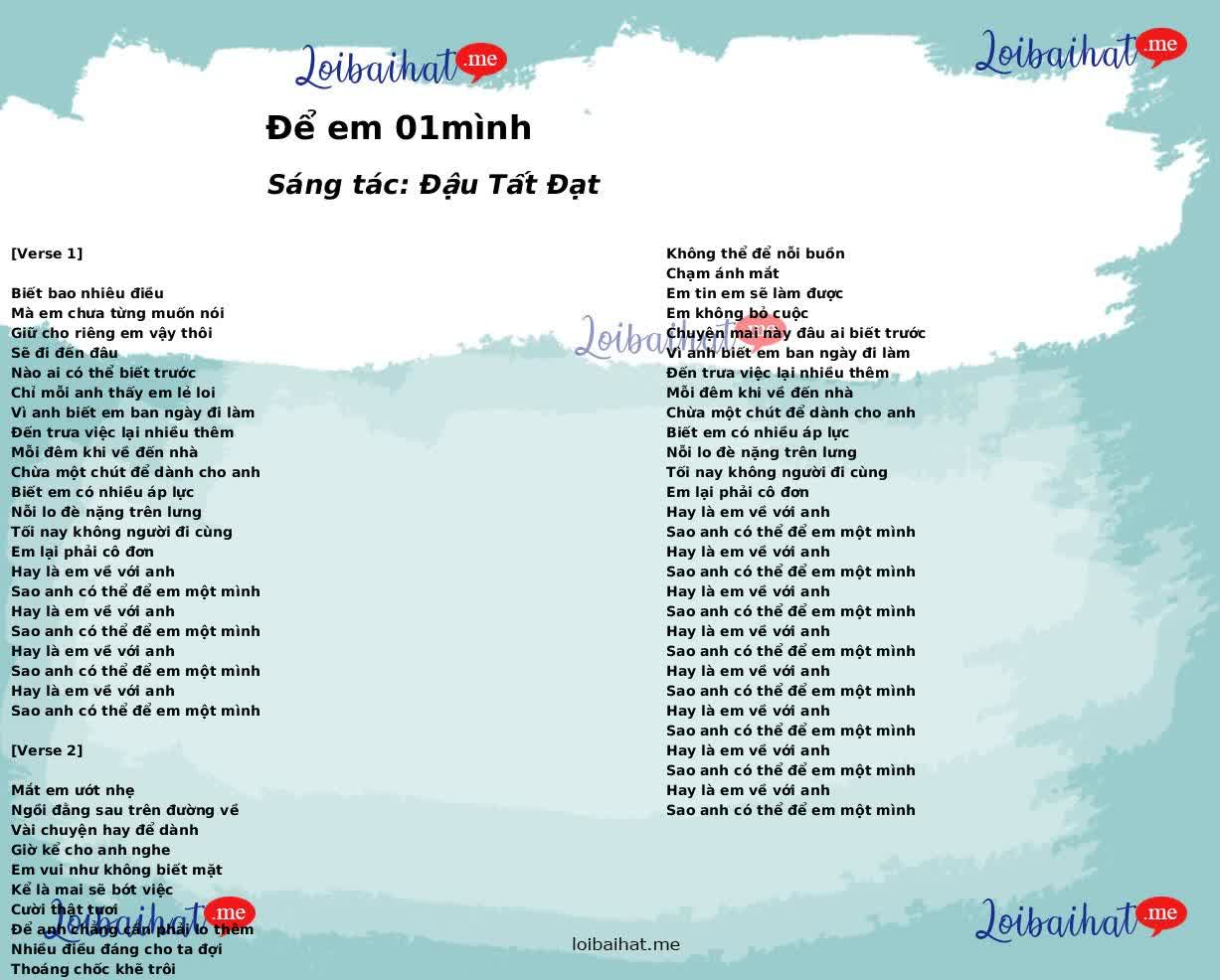 Để em 01mình