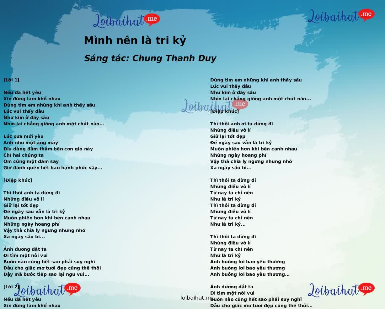 Mình nên là tri kỷ