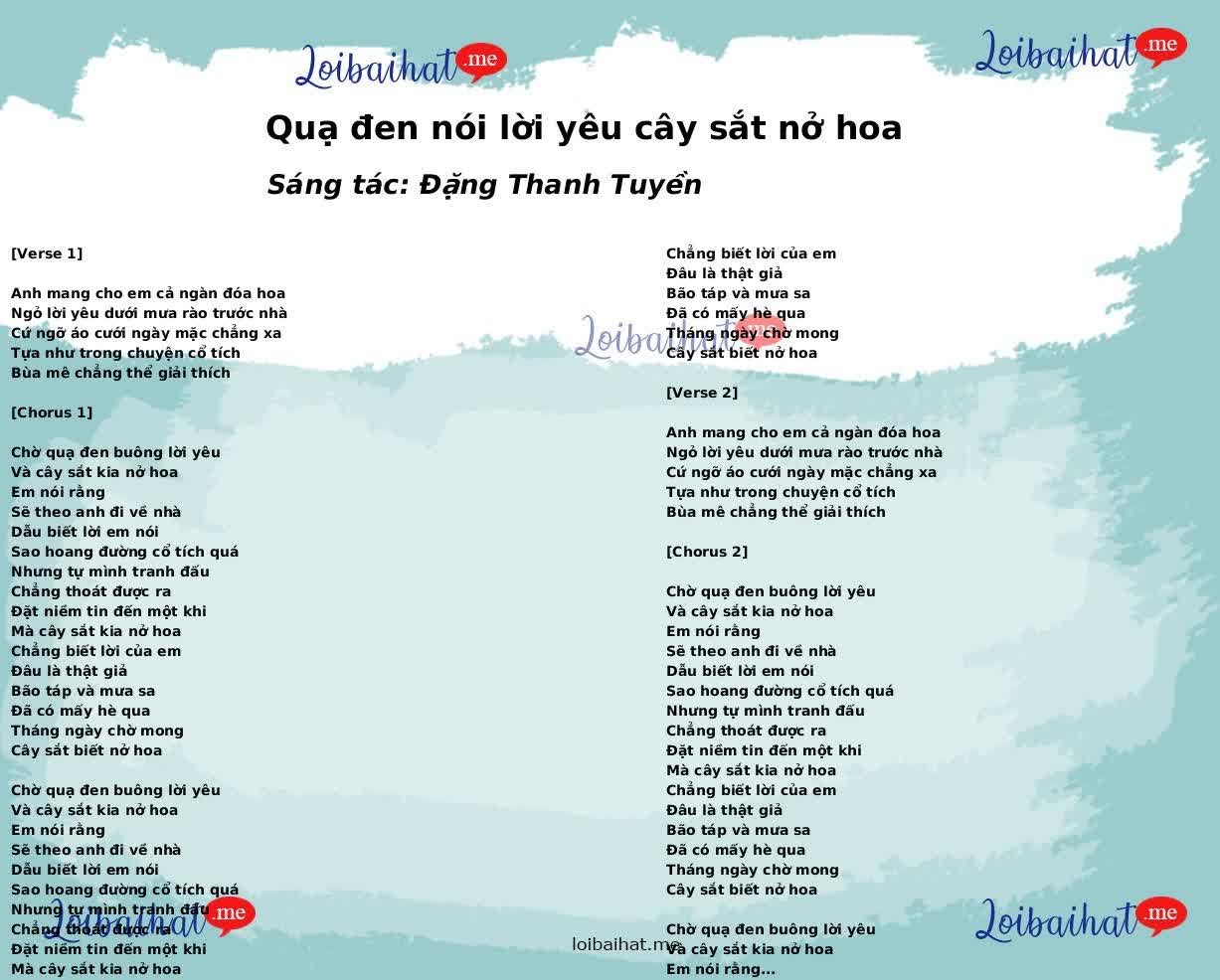 Quạ đen nói lời yêu cây sắt nở hoa