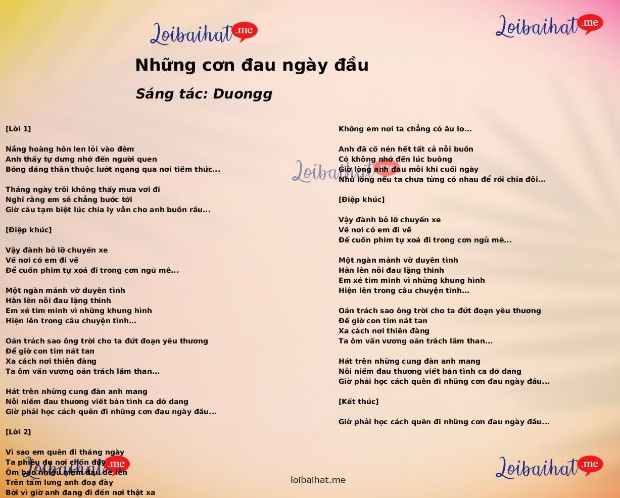 Những cơn đau ngày đầu