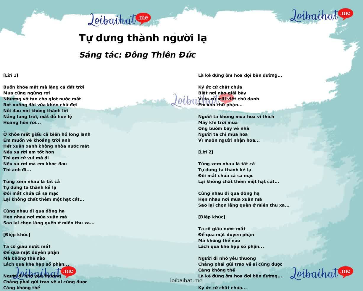 Tự dưng thành người lạ