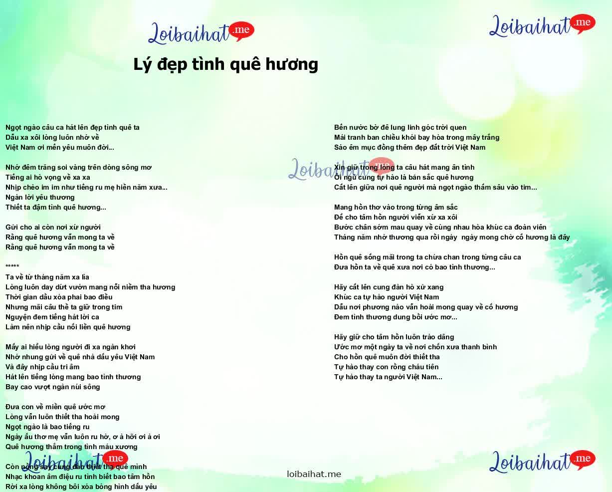 Lý đẹp tình quê hương