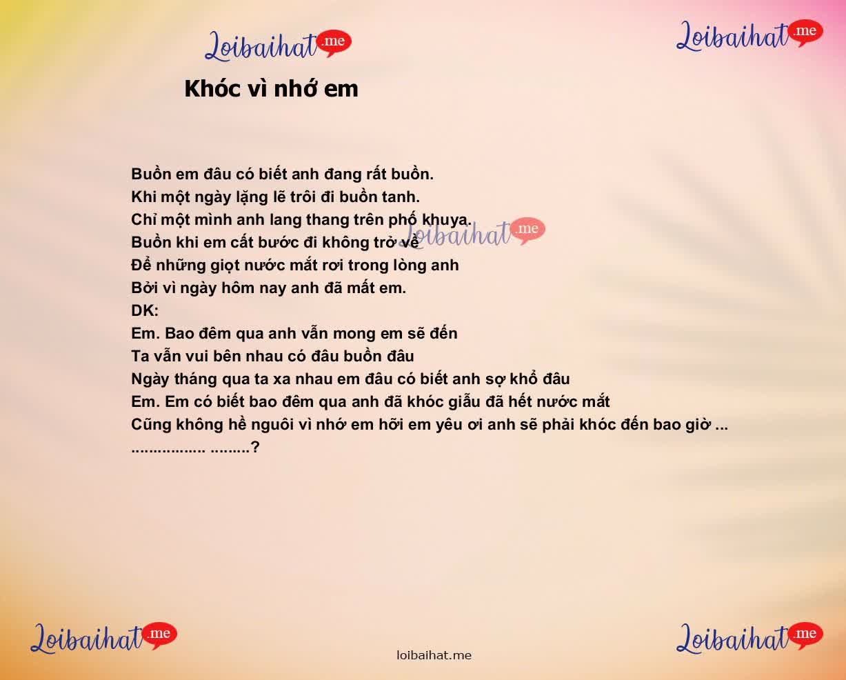 Khóc vì nhớ em