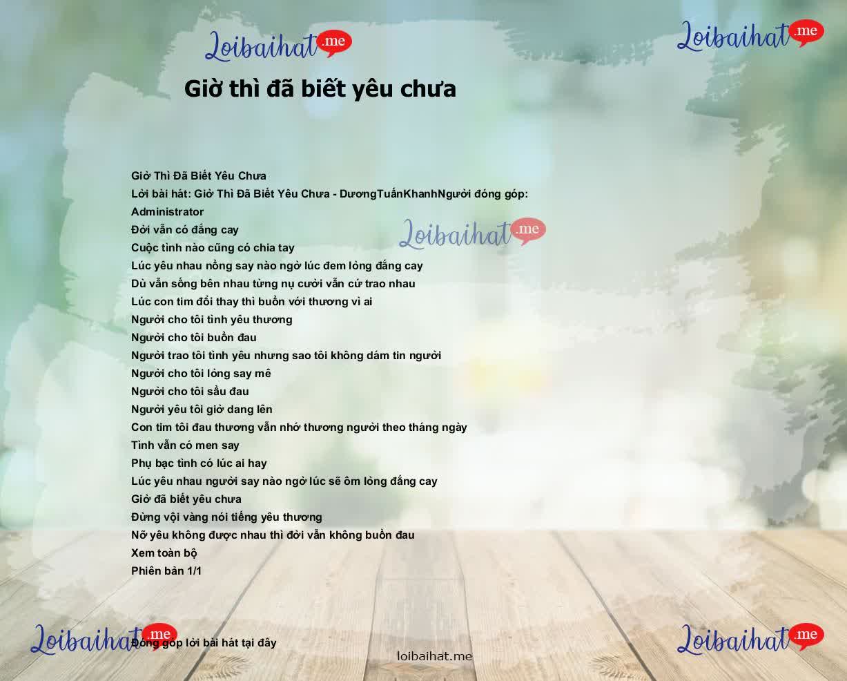 Giờ thì đã biết yêu chưa