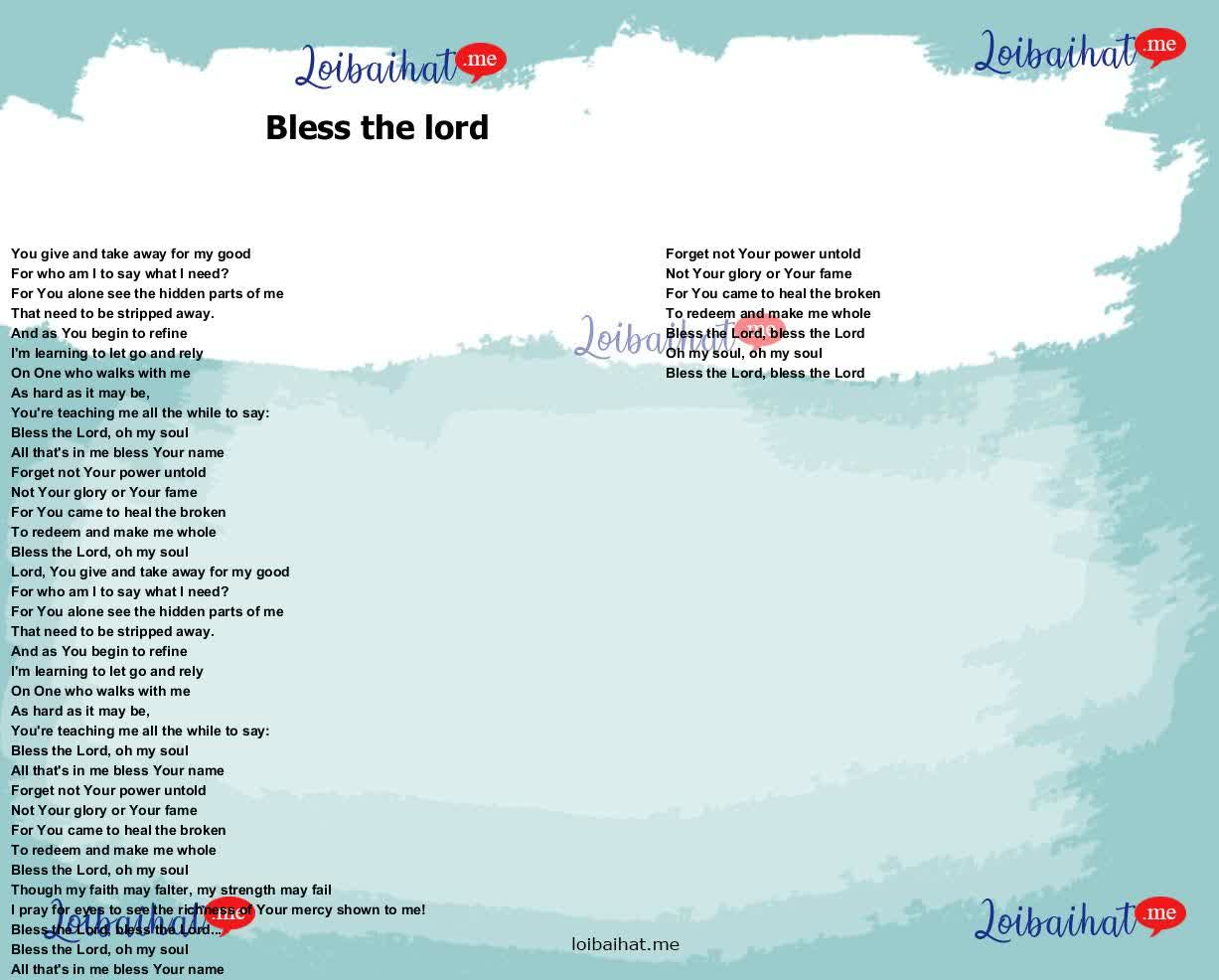 Bless the lord