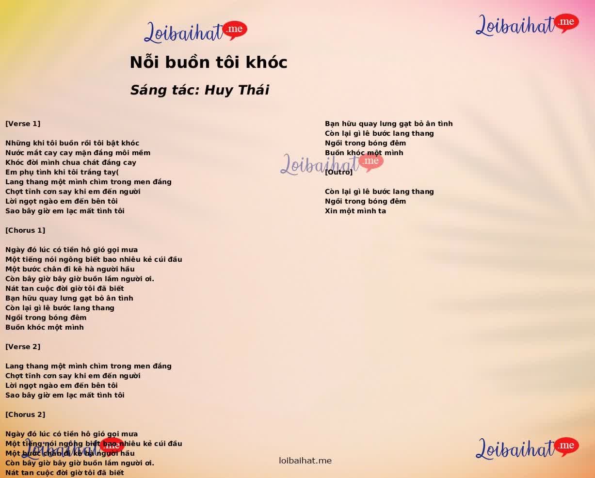 Nỗi buồn tôi khóc
