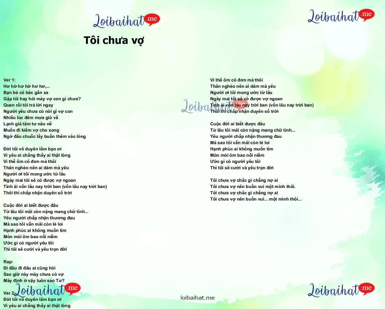 Tôi chưa vợ