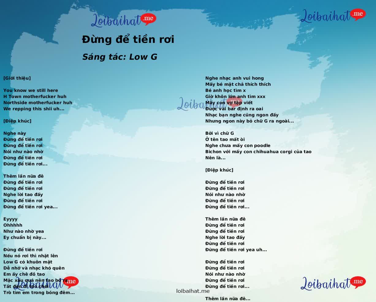 Đừng để tiền rơi