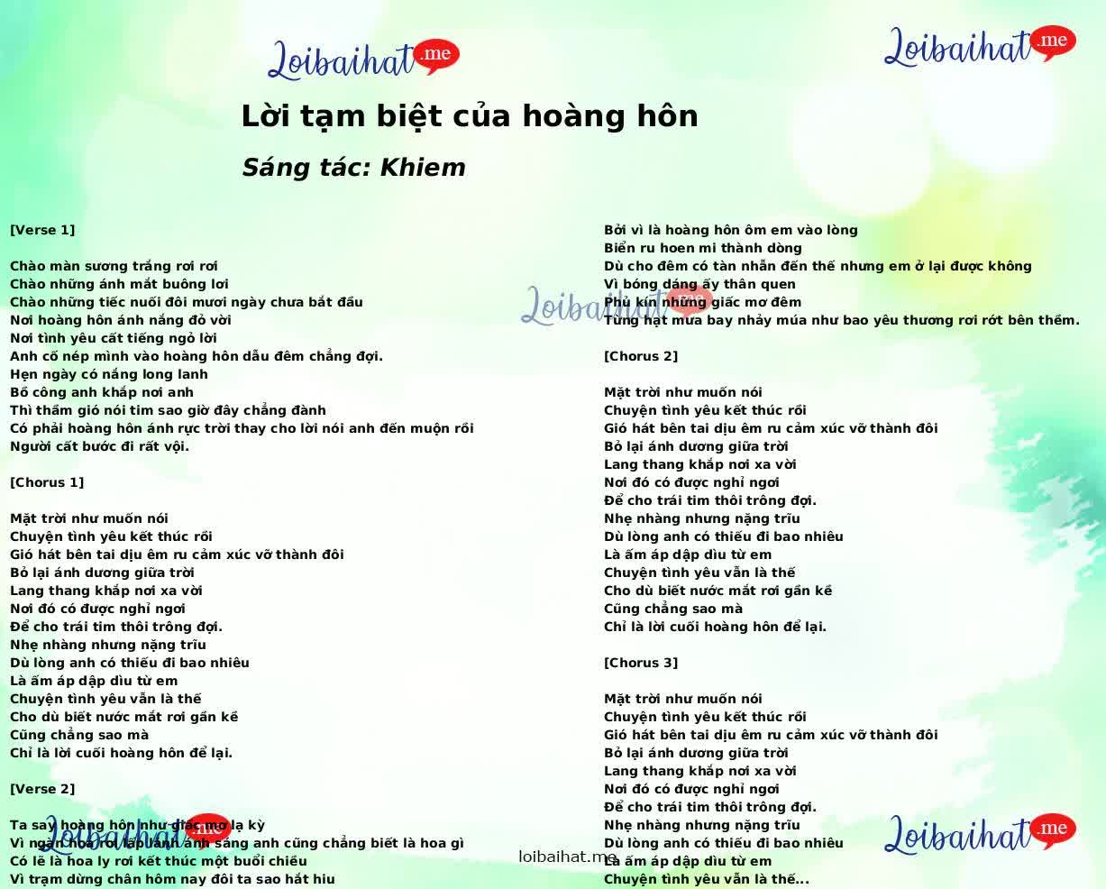 Lời tạm biệt của hoàng hôn