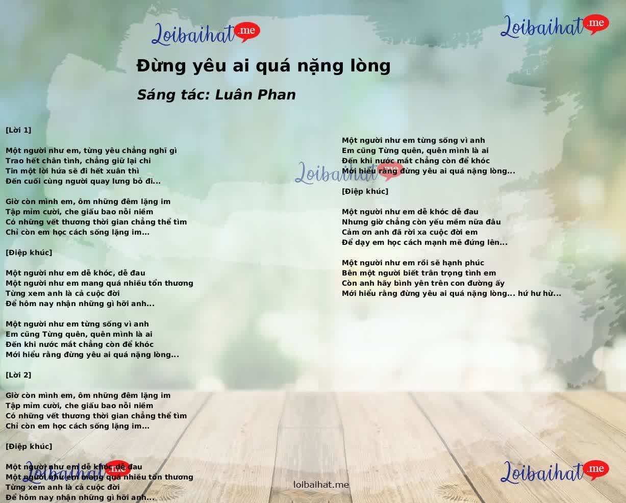 Đừng yêu ai quá nặng lòng
