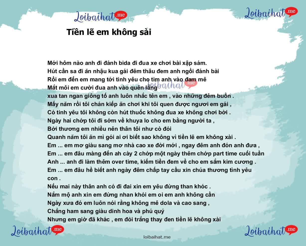 Tiền lẽ em không sài