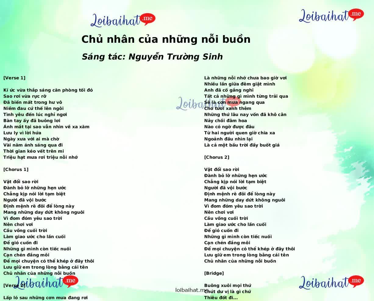 Chủ nhân của những nỗi buồn