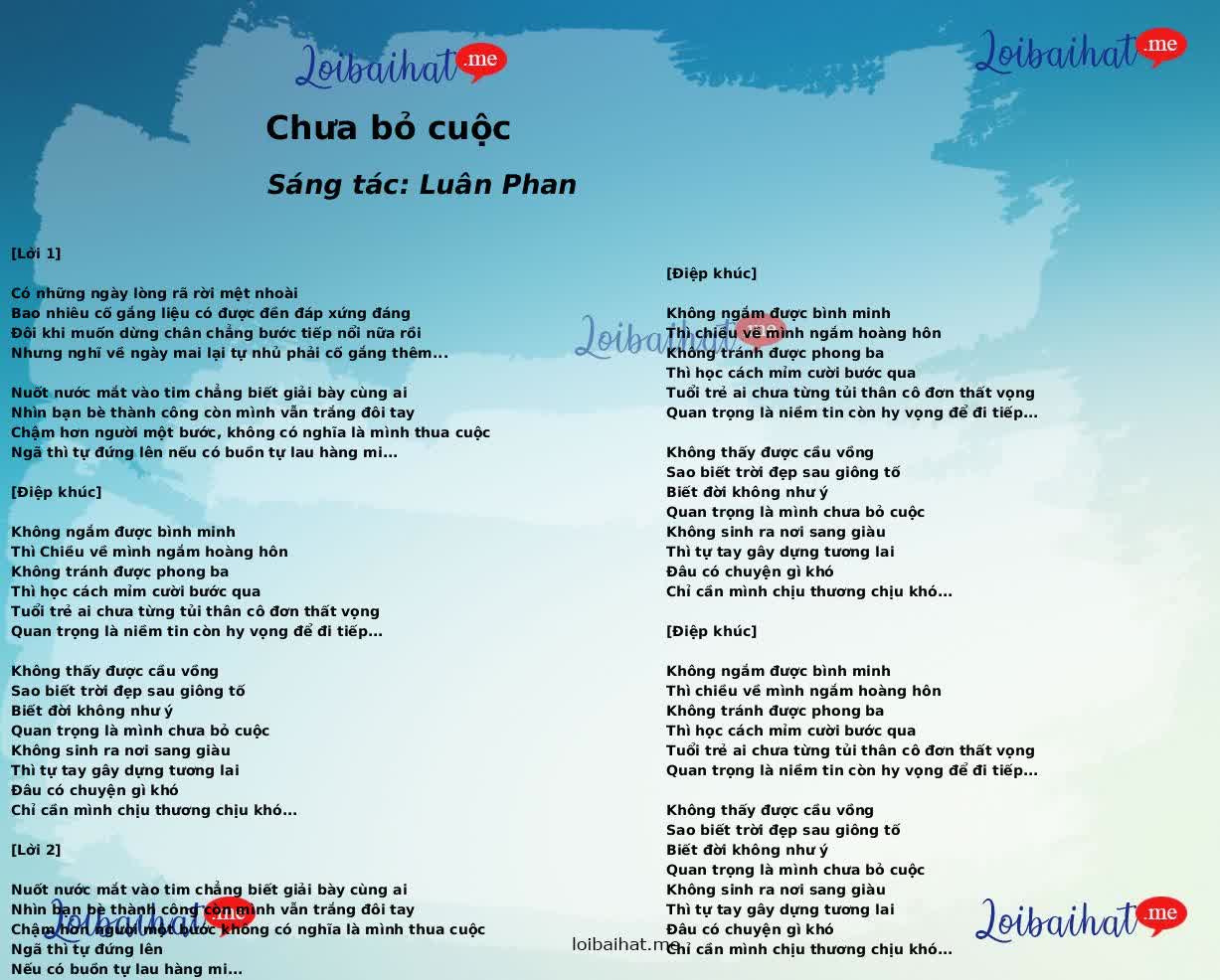 Chưa bỏ cuộc